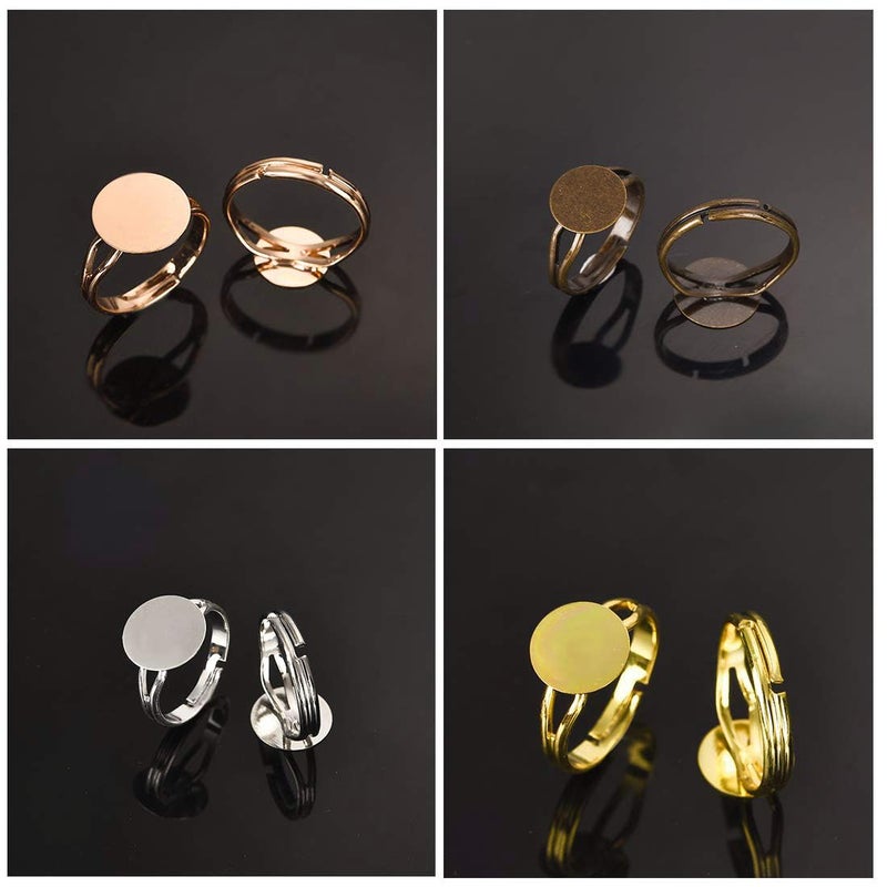 LANBEIDE 40 Pcs Blank Rings- Silver Plated Adjustable Flat 12mm Ring Base Blank Jewelry Findings - Image 3